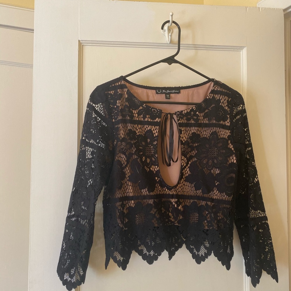 For Love and Lemons black keyhole lace top